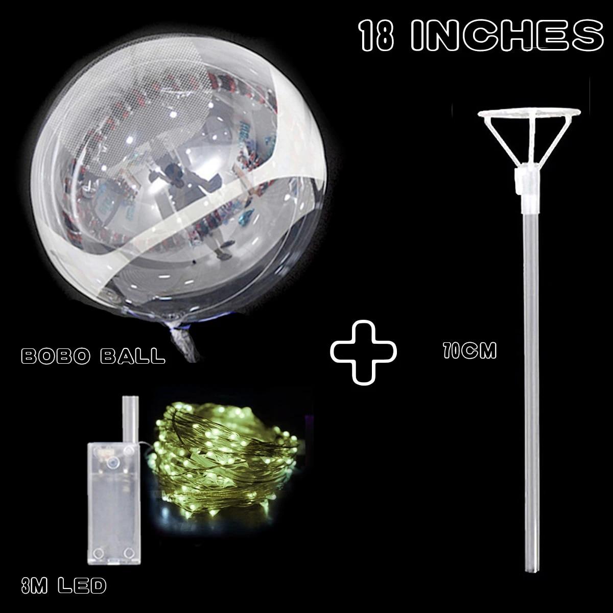 

10 шт., новогодние прозрачные светодиодные воздушные шары BoBo, светящиеся воздушные шары со световой ниткой и палочками для декора свадебной вечеринки 10Pcs Warm