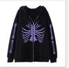 2022 Cross-border Gothic Zipper Sweater Skull Skeleton Printed Cardigan Jacket European and American Street Tide Large Size Hoodie