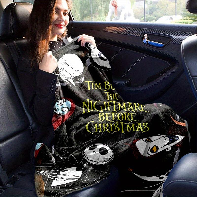 1pc, Tim Burton's The Nightmare Before Christmas Home Decor Gift Flannel Blanket for Bedroom, Living Room, Travel, Camping, Car