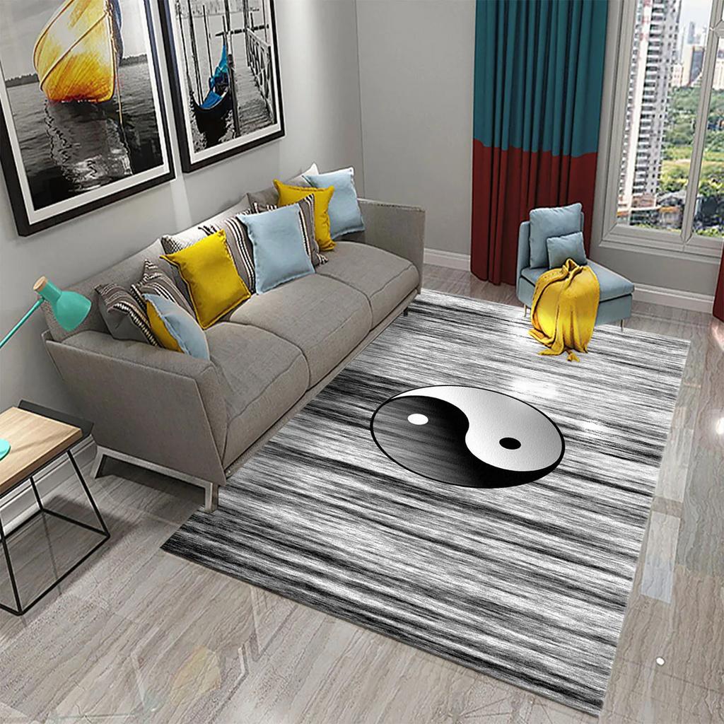 3D Yin Yang Carpet Black and White Rugs Bathroom Door Non-slip Mat Porch Living Room Kitchen Door Mat Bedroom Balcony Decor Mat