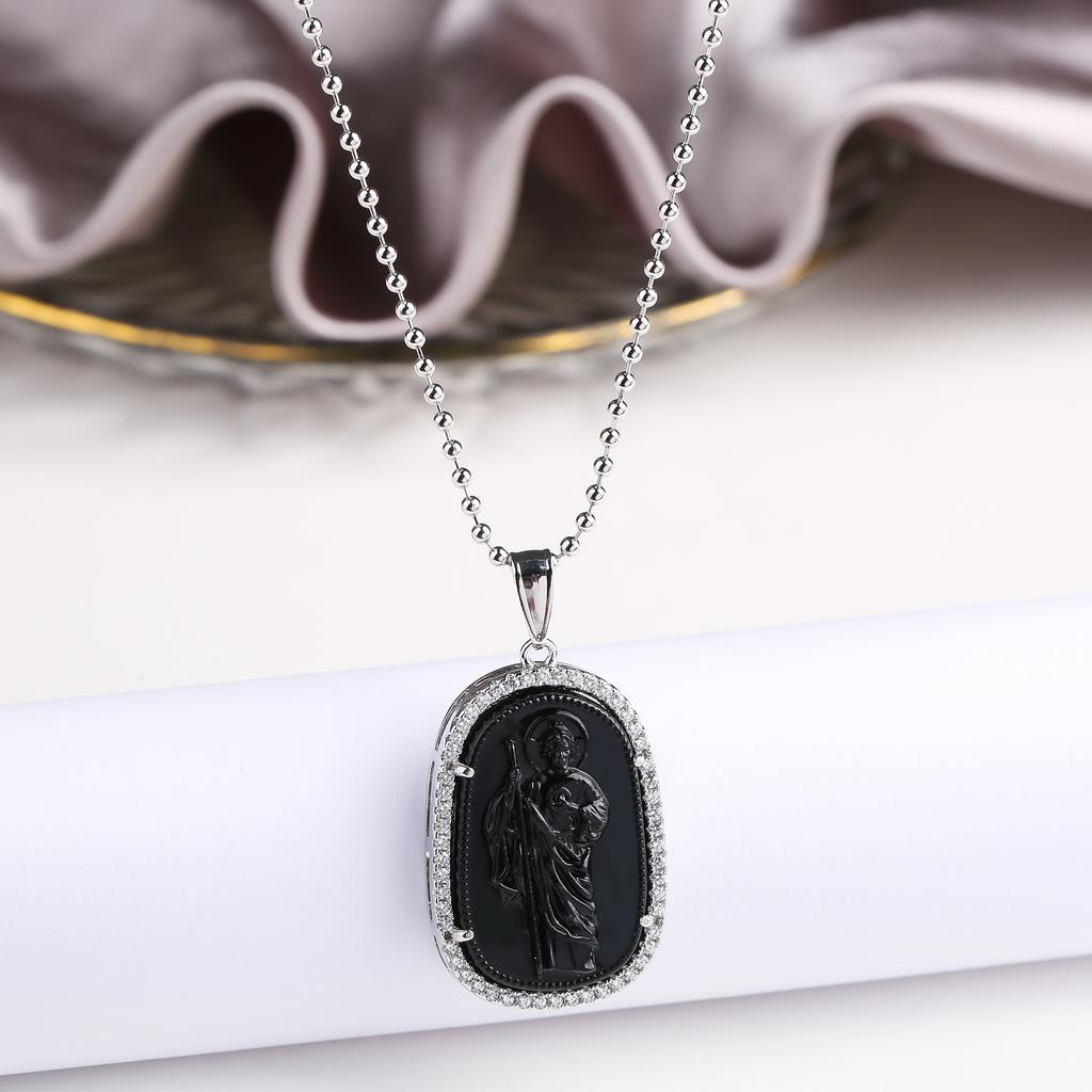 Gold/Silver Hot Sale Religious Style Gold Plated St. Jude Zircon Pendant Necklace Personalized for Man Woman Party Jewelry Gift