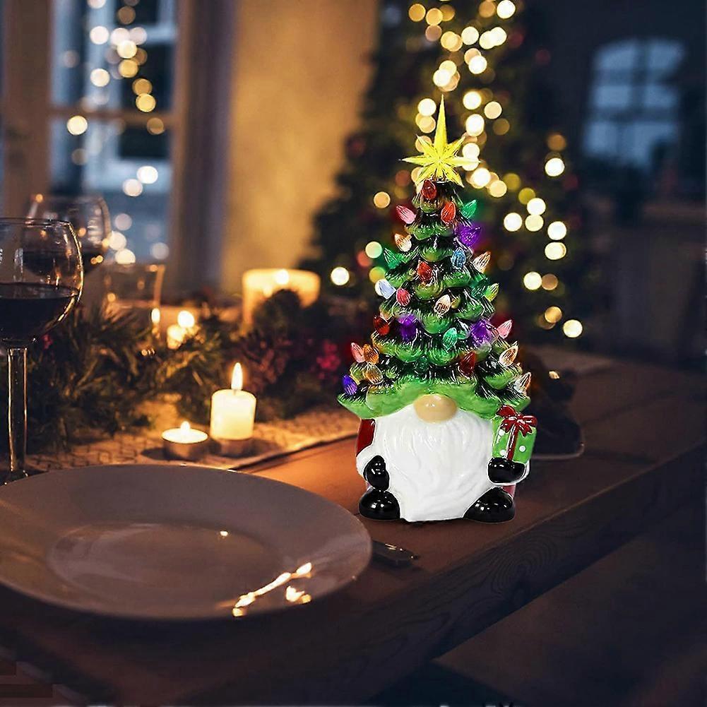 Christmas Gnome with LED Lights - Resin Xmas Tree Decoration for Indoor Home, Table & Holiday DÃ©cor