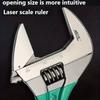 1pc Adjustable Wrench Large Opening 4 Sizes Short Handle Mini Spanner Laser Scale Rubber Grip Plumbing Repair Tool