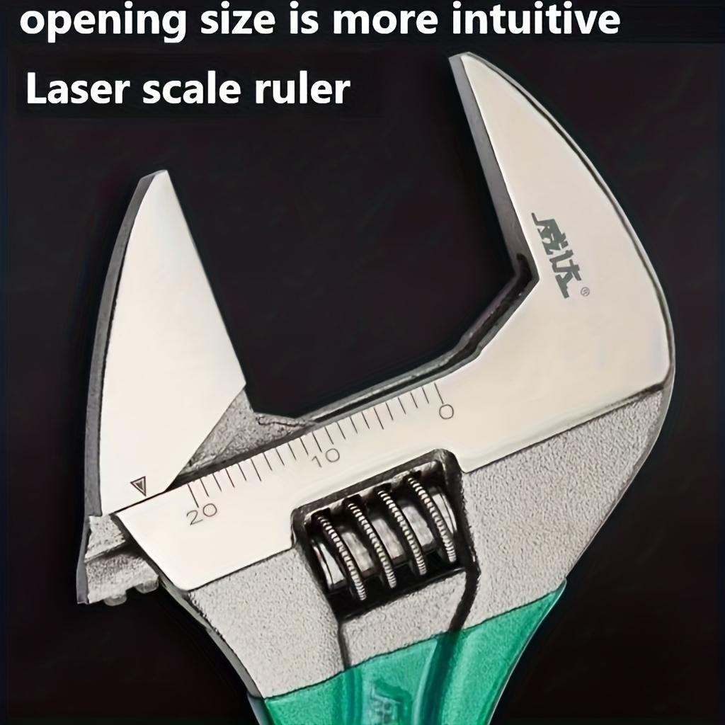 1pc Adjustable Wrench Large Opening 4 Sizes Short Handle Mini Spanner Laser Scale Rubber Grip Plumbing Repair Tool