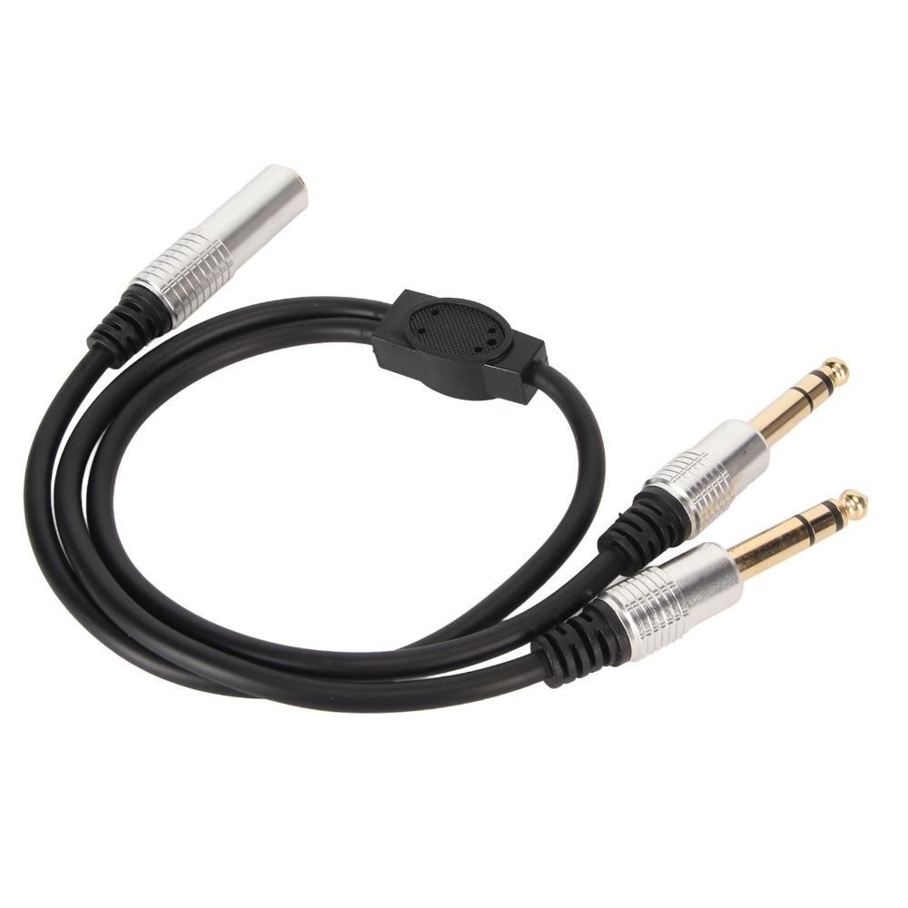 1.6ft 6.35mm 1 To 2 Y Splitter Cable Plug and Play Speaker Y Extension Cable  Microphone Use