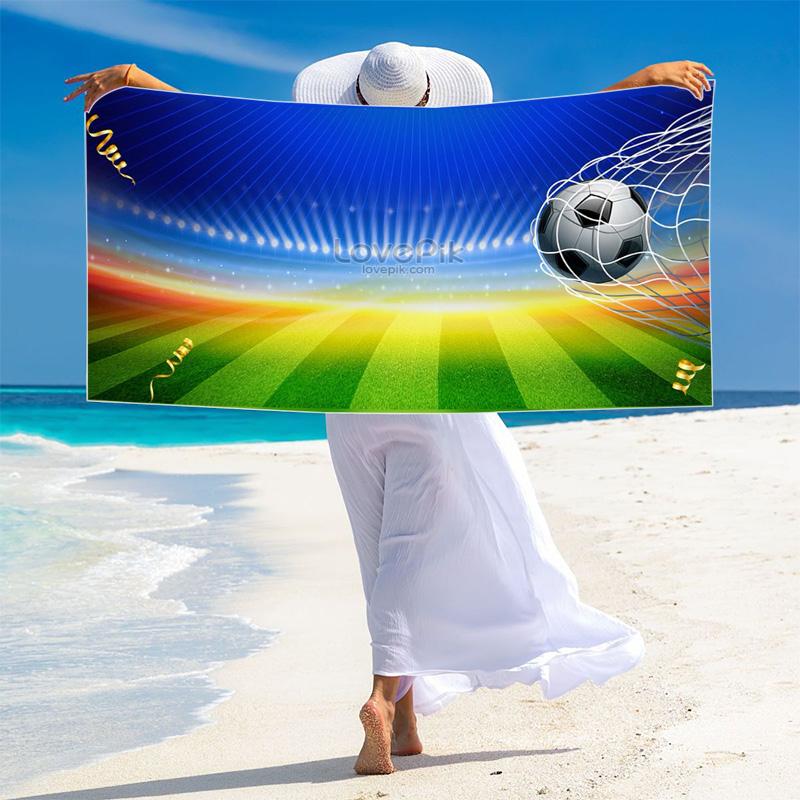 Soccer Print Beach Towel, Large Soft Quick Dry Towel for Beach Camping Swimming