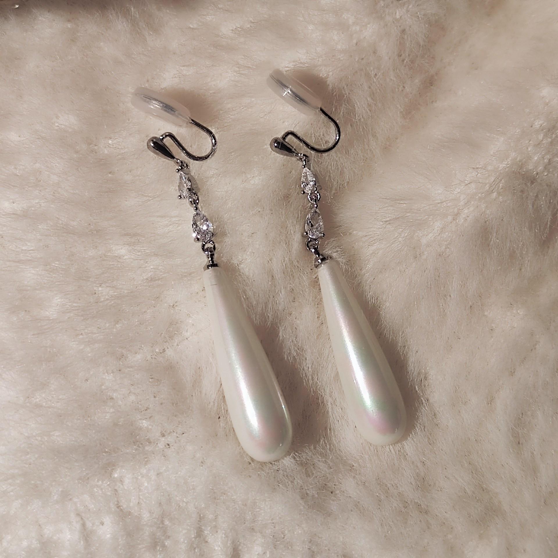 

Длинные висячие клипсы-капли с жемчугом, без прокола, аксессуары для ципао, серьги в китайском стиле для женщин.