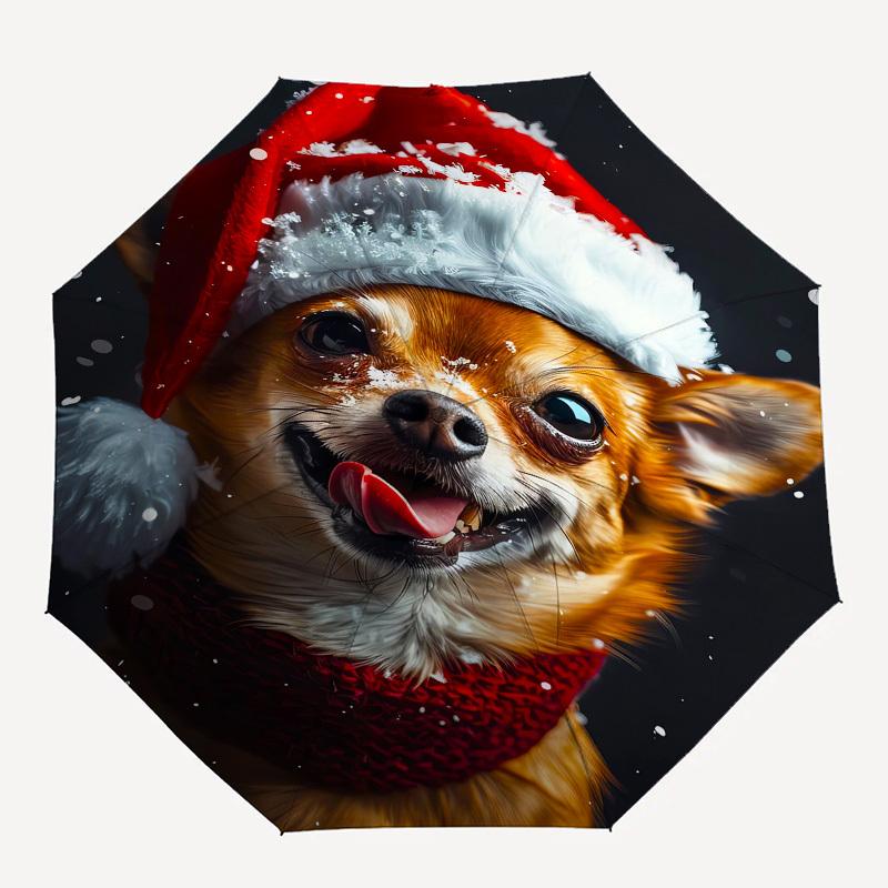 Christmas, Dog- Automatic umbrella,Suitable for Men and Women,Suitable for Birthdays, Christmas, Gifts for Fashion Lovers0944b