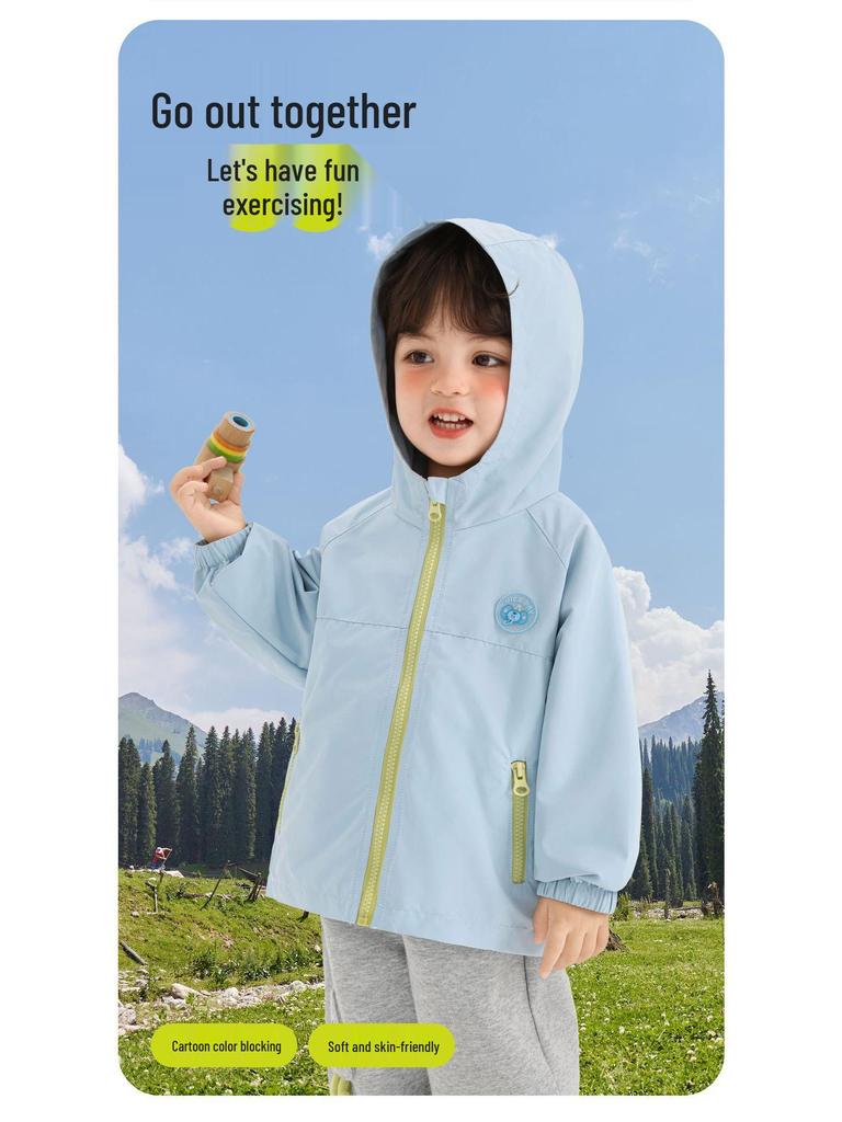 Kaka Panda Kids' Waterproof Spring Jacket - Unisex Casual Top for Boys and Girls