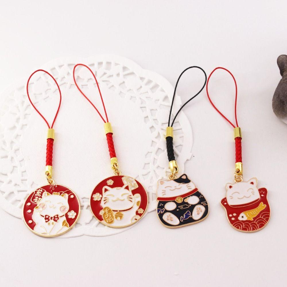 Anti-drop Mobile Phone Lanyard Mobile Phone Straps Fortune Cat Keychain Lucky Cat Phone Pendant