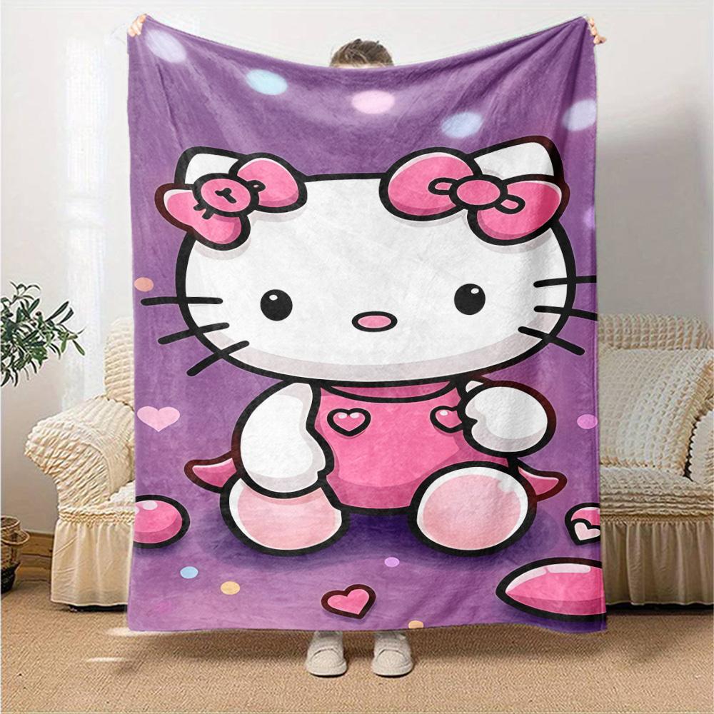 1pc Hello Kitty blanket Lightweight Flannel Throw for Sofa Bed Travel Camping Livingroom Office Couch Chair