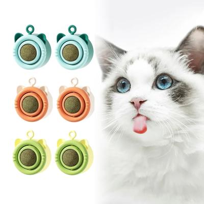 Cats Toys Natural Catnip Balls Rotatable Licking Catnip Wall Ball Toy Teeth Cleaning Cat Accessories Pet Supply