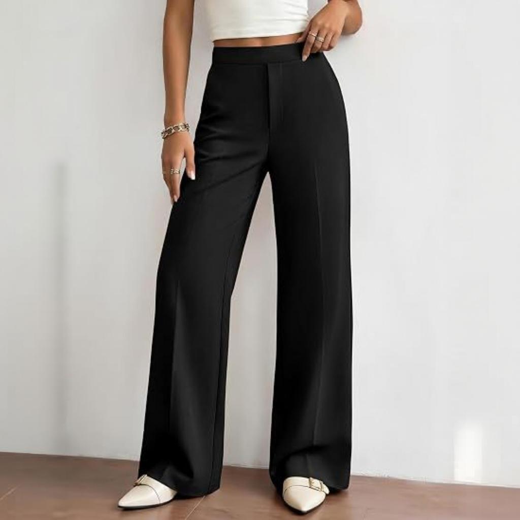 Women's Versatile Wide Leg Pants Business Casual Flattering Color for Work Commute