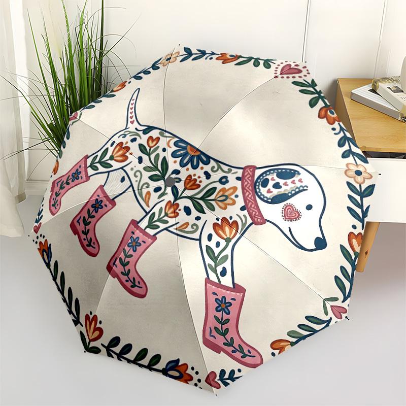 

1pc Dalmatian Rainboots Automatic Opening/Closing Folding Umbrella with 8 Ribs,Windproof Portable Sunshade Umbrella Holiday gift yy260401017