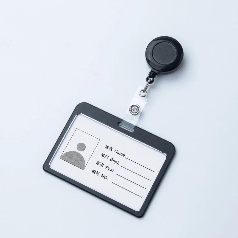 1pc Retractable Pull Badge Holders With Reel Clip Bus Credit Card Case Visit Door Identity Badge Cards Cover Credential Holder