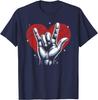 I Love You Hand Sign Rock Gesture Heart Graphic Print Short Sleeve T-Shirt Casual Daily Cotton Tee