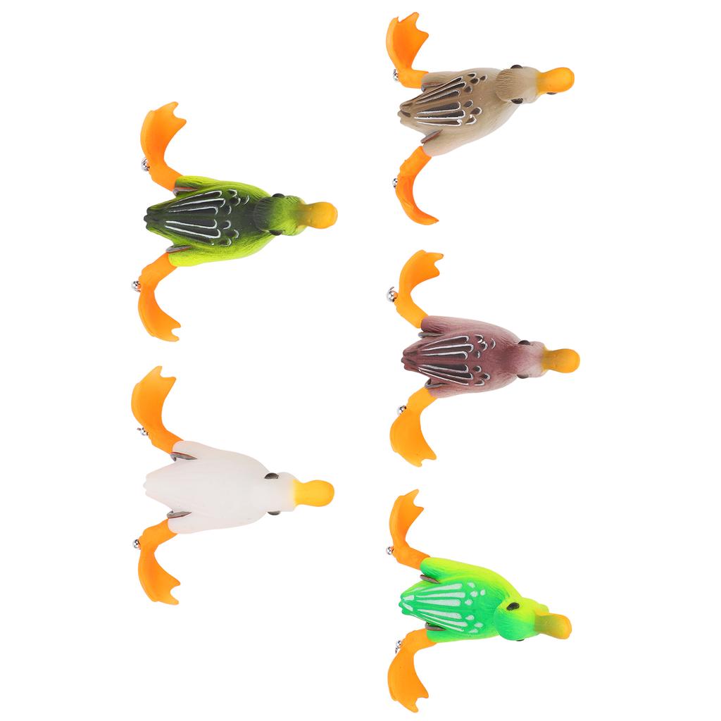 5pcs Topwater Duck Lure 3D Rubber Floating Duck Fishing Lure with Hooks Bass Fishing Bait