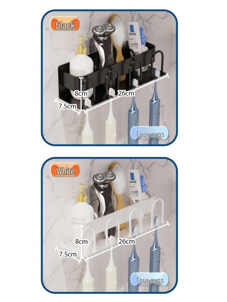 No-Punch Wall-Mounted Toothbrush and Cup Holder for Bathroom