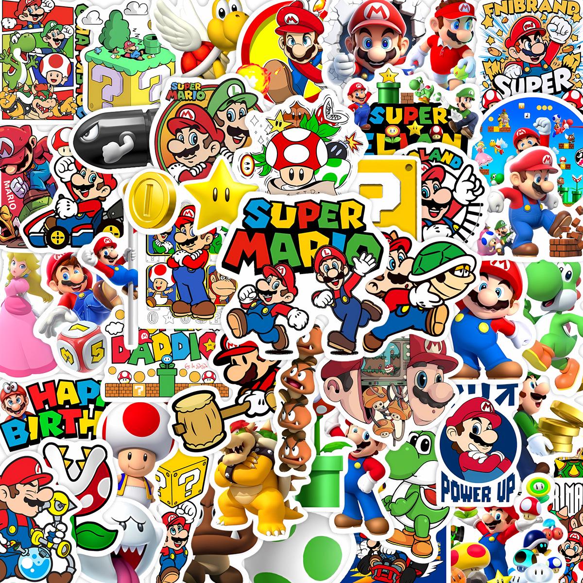 Набор наклеек с граффити Марио: 50/53 Водонепроницаемые наклейки для чемоданов, стаканов для воды и компьютеров