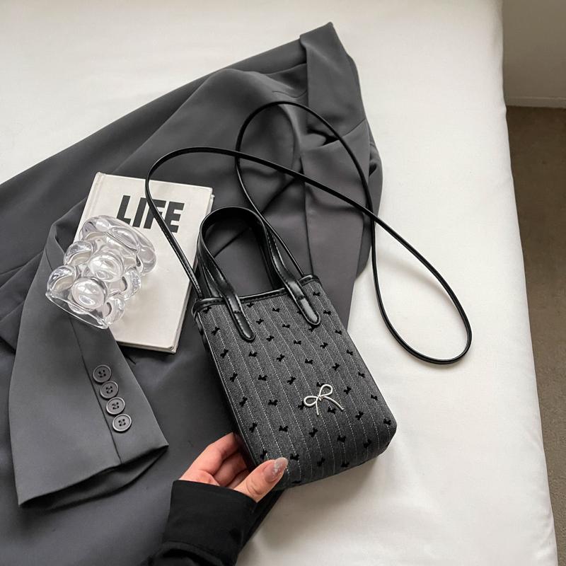 Simple Casual Crossbody Phone Bag for Women  Trendy Bow Hasp Design Mini Bucket Bag Lady Fashion Lipstick Purse