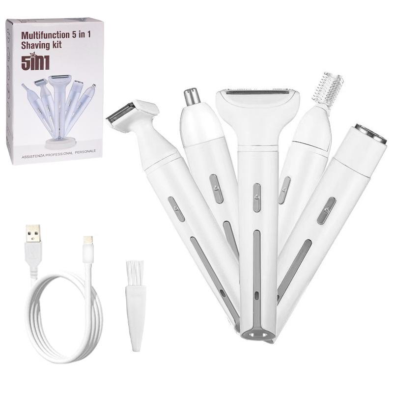 4-in-1 Women's Electric Shaver with USB Charging - Eyebrow Trimmer, Hair Removal for Sideburns, Underarms, Legs, and Bikini Area