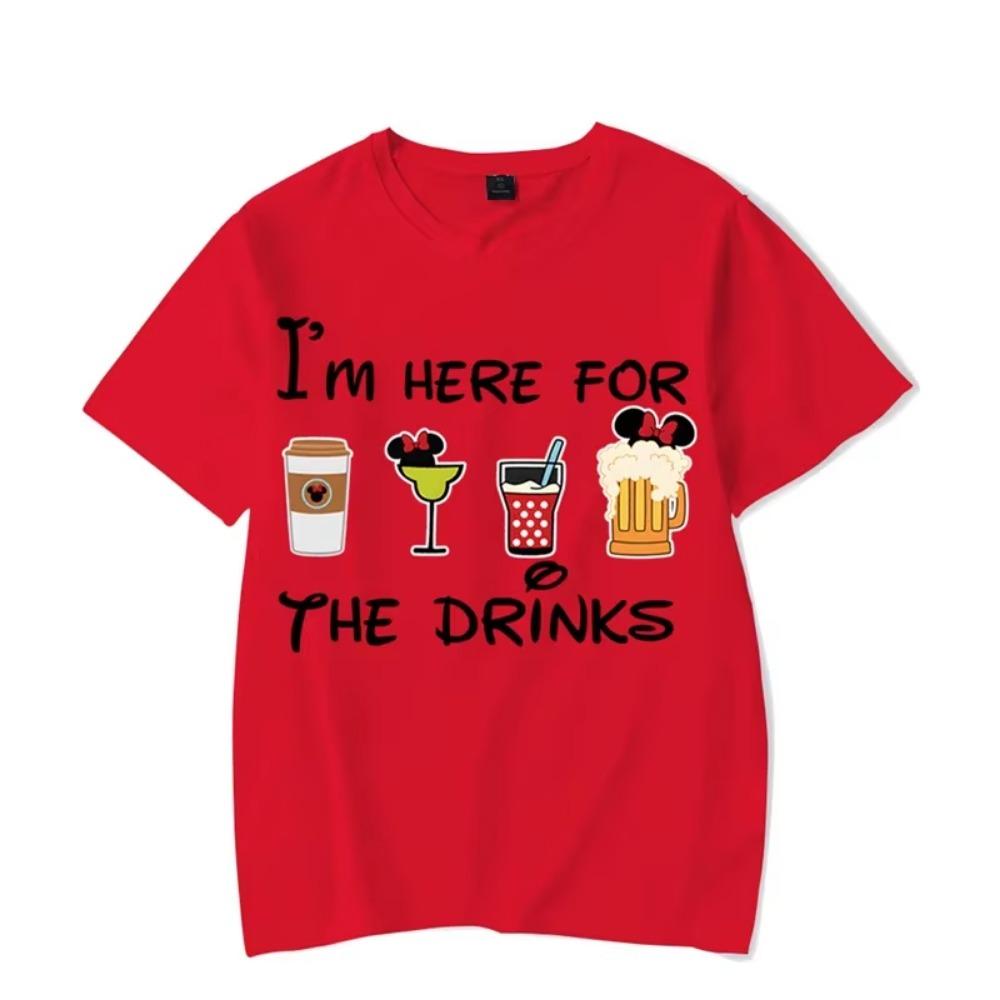 Men's T Shirt Short Sleeved Tops Tees I'm Here Just for The Drink Print Men T-Shirt Black Man T-Shirts for Male Harajuku Clothes
