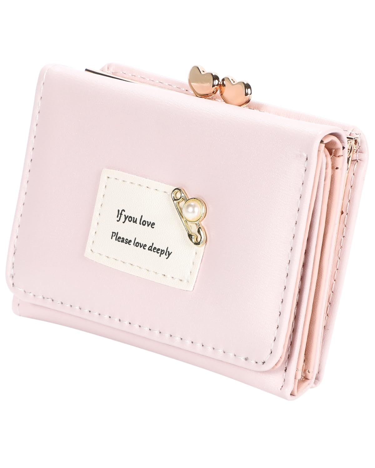 Женский мини-кошелек MARIYU тройного сложения с застежкой и отделением для монет Светло-розовый 4990₽