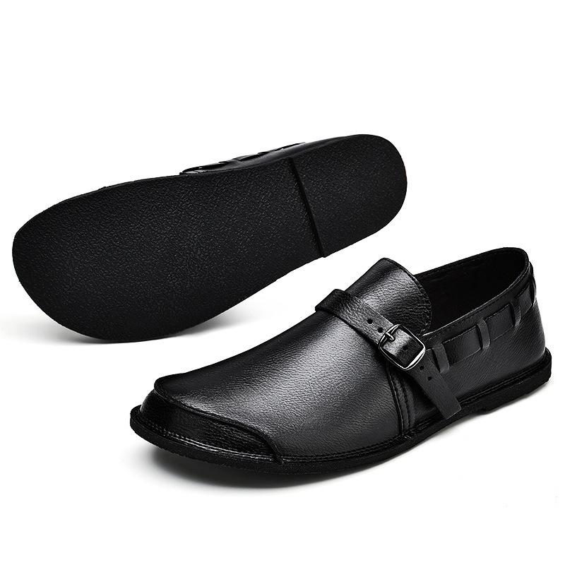 Spring and Autumn Large Size Foot Cover Lazy Casual Shoes Soft-soled Buckle Leather Shoes