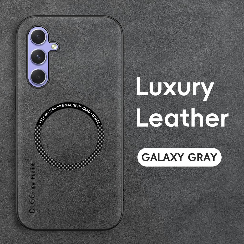 Luxury Leather Magnetic Case for Samsung Galaxy A55 5G A35 A54 A34 A14 A24 A53 A33 A13 A52S A32 A12 A51 Sheepskin Silicone Textured Protection Cover
