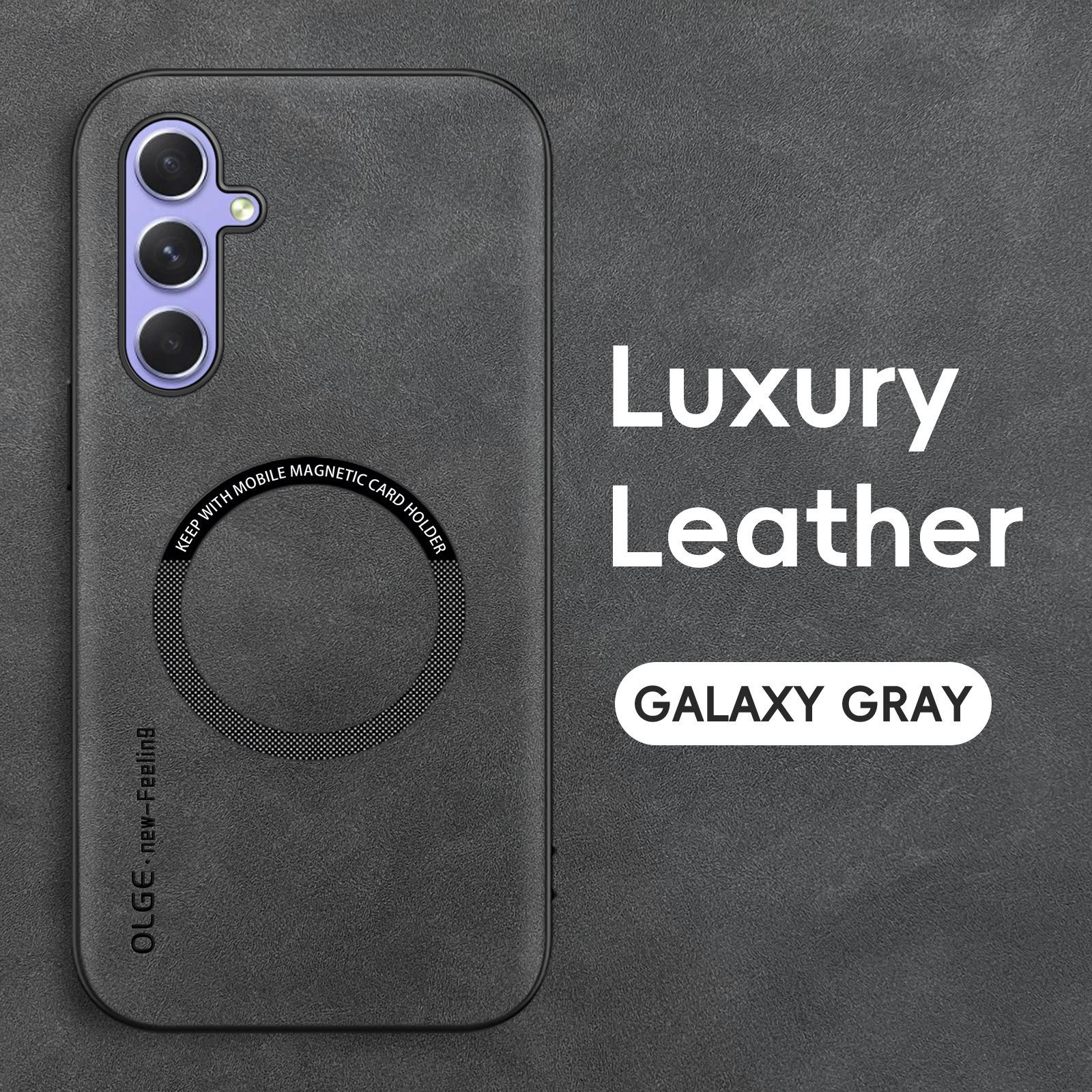 

Роскошный кожаный магнитный чехол для Samsung Galaxy A55 5G A35 A54 A34 A14 A24 A53 A33 A13 A52S A32 A12 A51 защитный чехол из овчины с силиконовой текстурой A51 серый