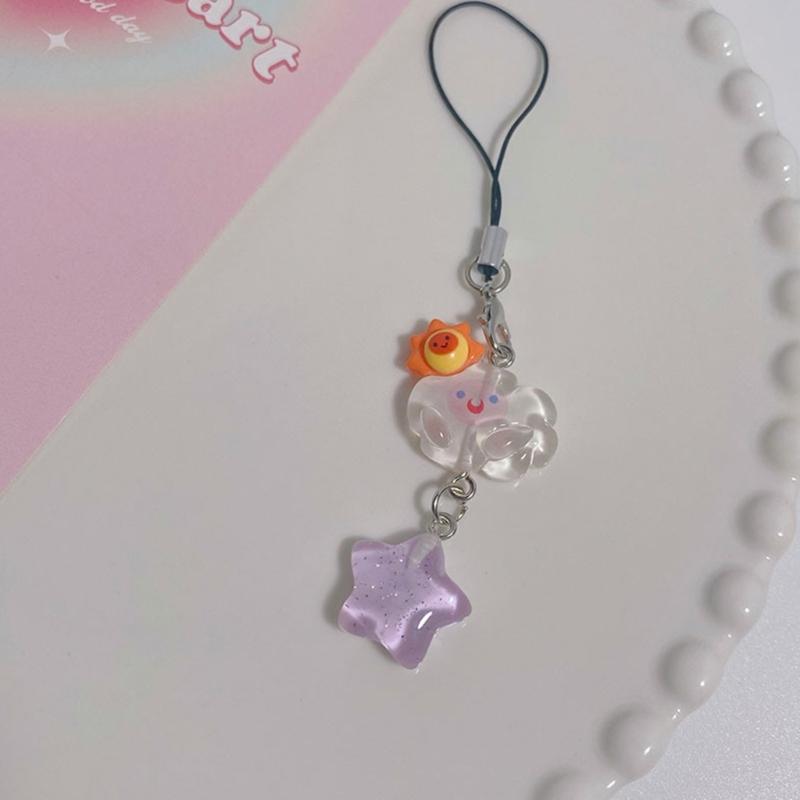 Cute Star Pendant Phone Chain Y2K Style Dainty Cloud Star Bead Phone Lanyard Keychain for Girls Women Backpack Ornament