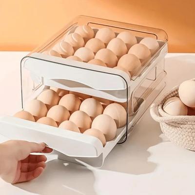 1 pz Scatola Porta Uova da Cucina Frigo Fresco Plastica Tipo Cassetto a 2 Strati Grande Capacità Portaoggetti Organizzatore Domestico da Cucina