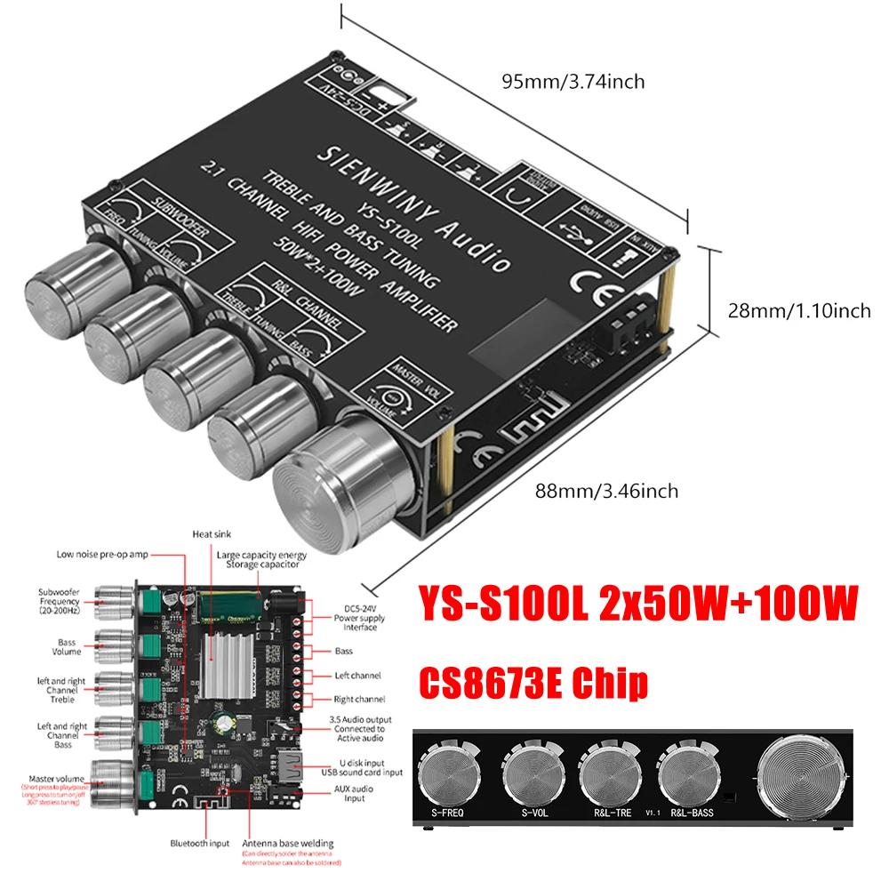 ZK-MT21 Amplifier Bluetooth 5.0 Subwoofer Amplifier Board 2x50W+100W 2.1 Channel Power Bass AMP AUX Audio Stereo Bass Amplifier