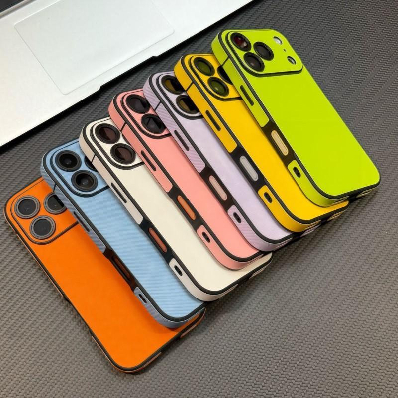 Echte Leder Handyhülle für iPhone 17 Air 16 15 14 Plus 13 12 11 Pro Max Weicher Silikon-Stoßfänger Matte Stoßfeste Abdeckung