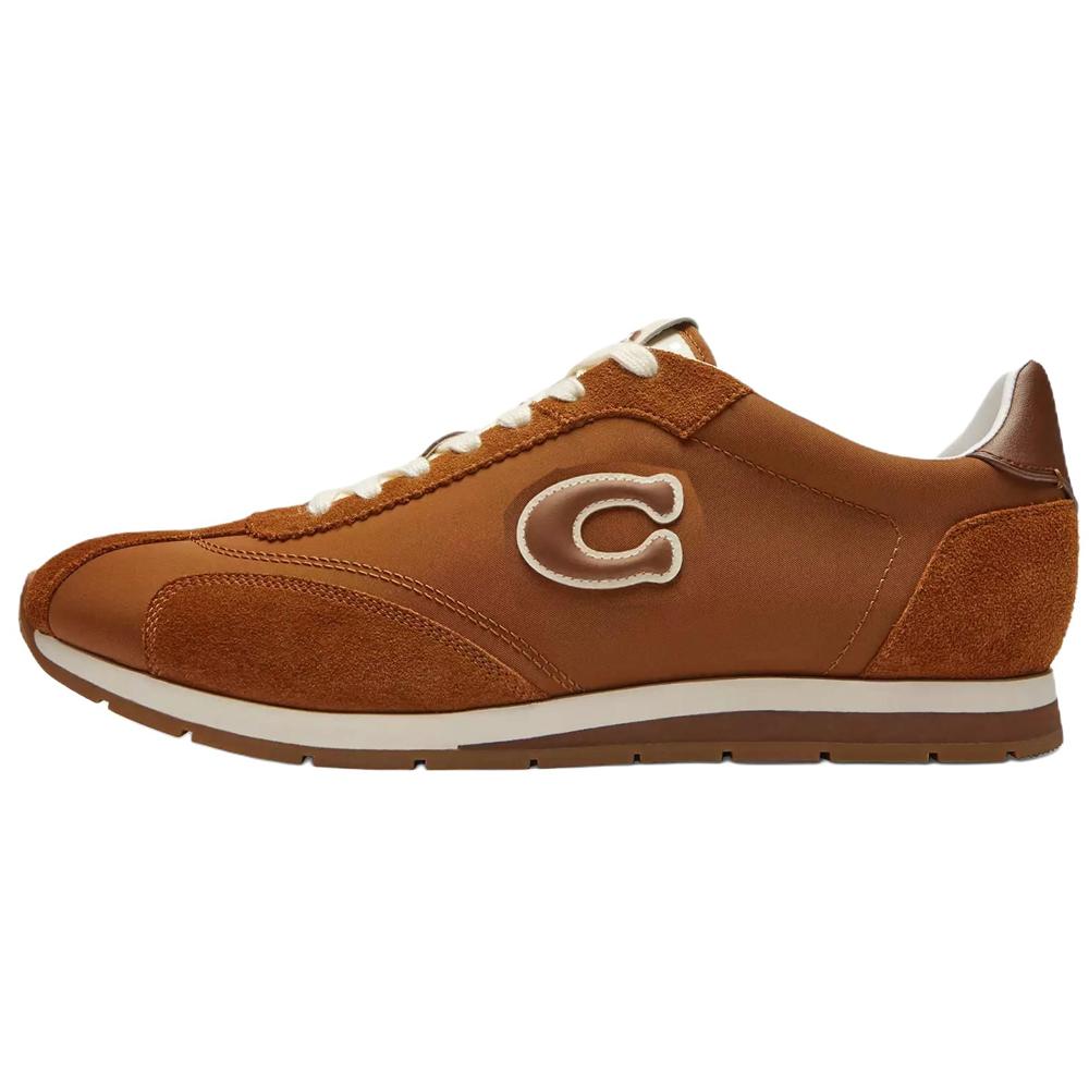 

Coach Basket Plate Leather Nylon Round Toe Lace-Up Low-Top Casual Shoes Men sneaker Brown CBO06-Y5Z 43