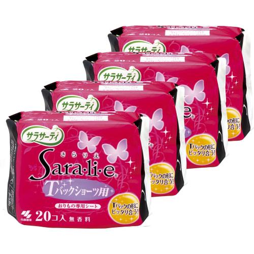Bulk Purchase: Sarasaty Sararie T-Back Panty Liners, Unscented, 20 Sheets X 4 Packs