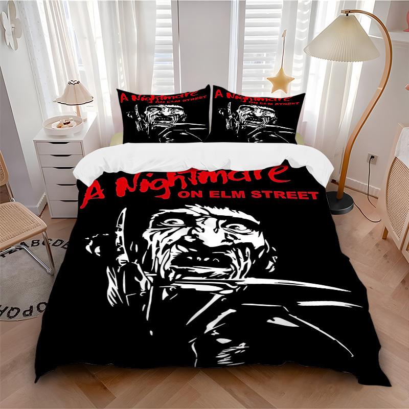 

3pcs A Nightmare on Elm Street Bedding Set, Soft Polyester Duvet Cover and Pillowcases Machine Washable Seasons all suitable 54 135x200cm