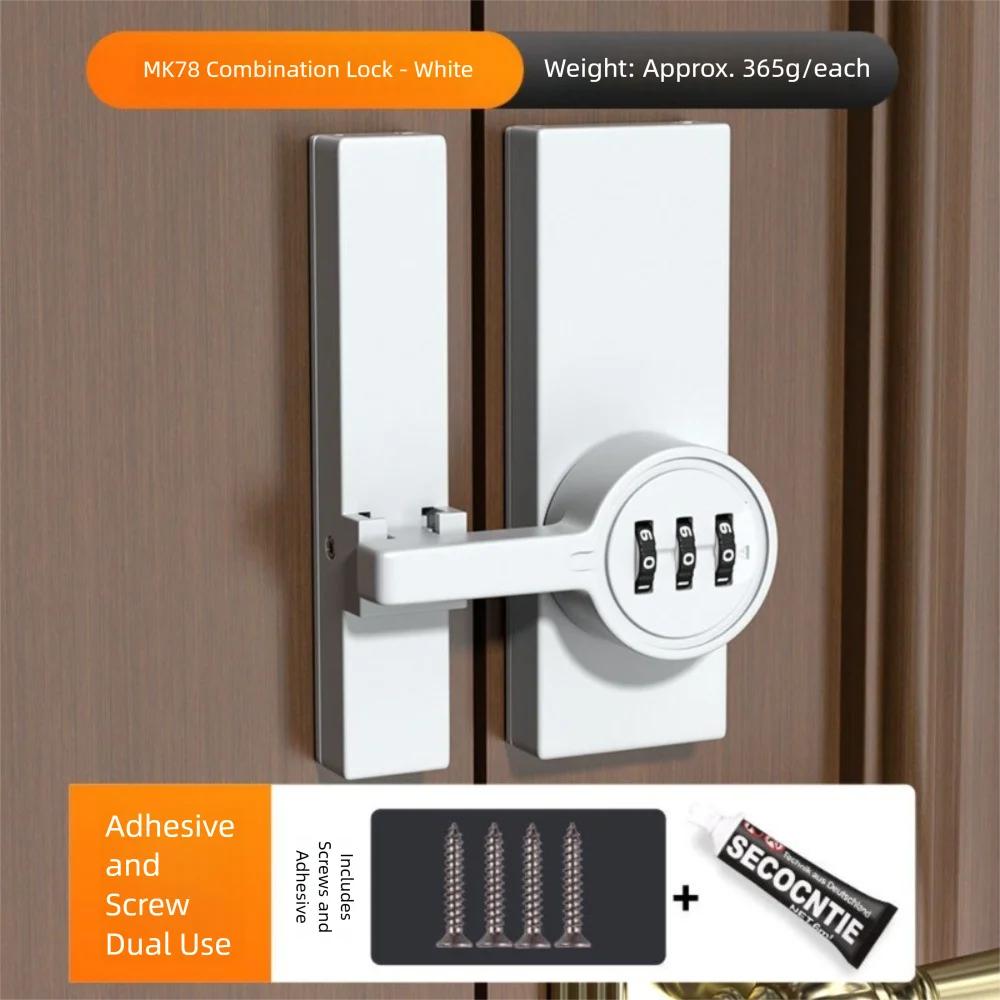 New Zinc Alloy Password Door Lock 3-Digit Password Luminous Barn Door Lock 180 Degree Durable Security Door Buckle Storage Room