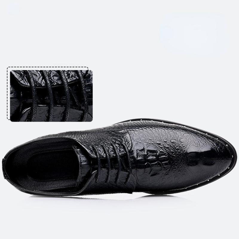 Chaussures Homme en Cuir Véritable Chaussures habillées Homme Peau de Crocodile de Luxe à Lacets Chaussure de Mariage Fête Chaussures Oxford Homme Bureau