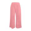 Ladies Solid Color Cotton Linen Elastic Waist Loose Wide Leg Pants Casual Pants