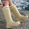 High-End Regenstiefel für Damen, Modische Regenstiefel für den Außenbereich, Wasserdichte Schuhe mit Zwischensohle, Wasserstiefel mit Kordelzug