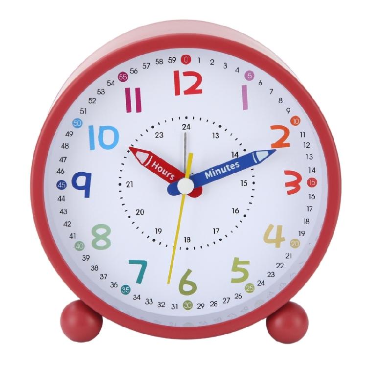 Kids Alarm Clock Bedsides Girls Boys Quiet No Ticking Battery Operated Analog Clock with Night Light Colorful Design