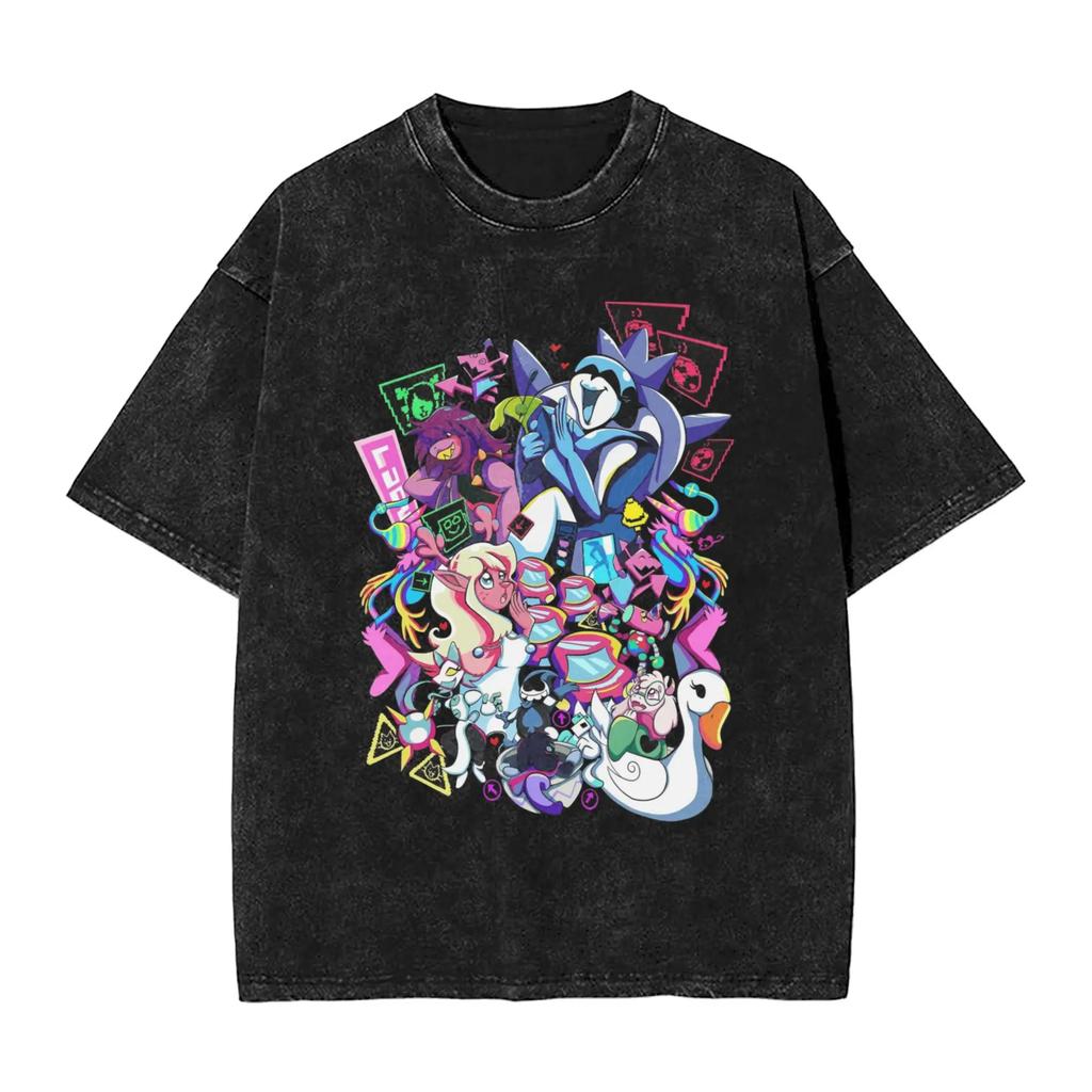 Giochi di Ruolo Deltarune Kri Susie Ralsei Il Mondo Oscuro Stampa Grafica Magliette Uomo Donna Cotone Lavato Vintage Top