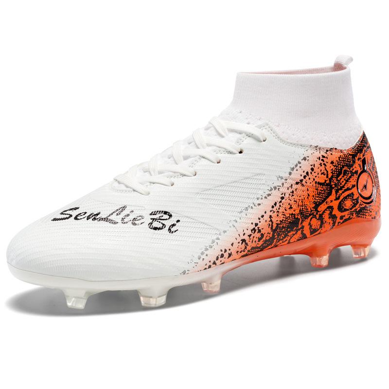High quality large size high top football shoes men's football shoes lawn AG spike training shoes female student competition sports shoes