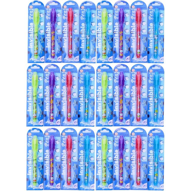 Invisible Ink Pen 24Pcs Spy Pen with UV Light Magic Marker Kid Pens for Secret Message and Birthday Party,Writing Secret Message for Easter Day