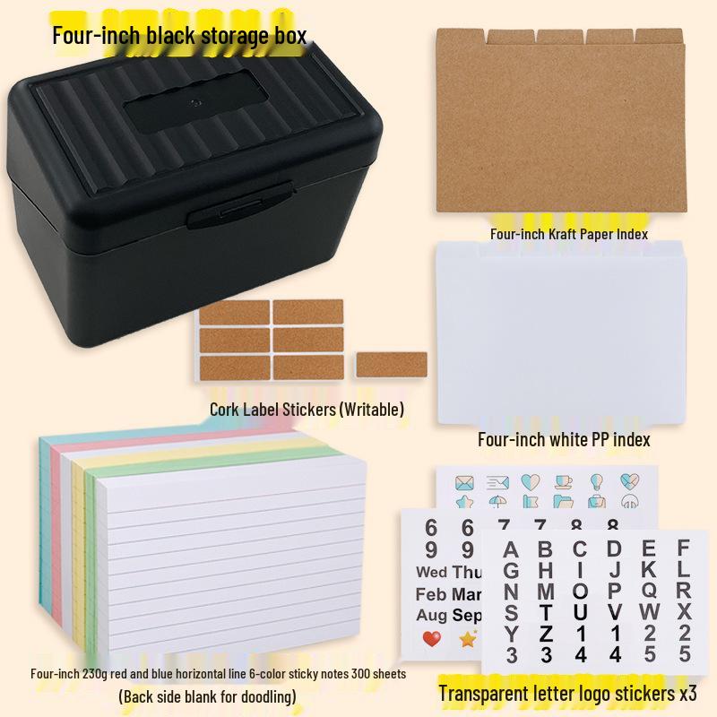 Retro Extra Large 4-Inch Desktop Index Cards with Horizontal Line Sticky Notes, 230g Thick Cardstock