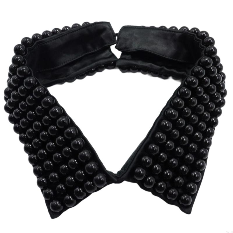 M7DD Fashionable Imitation Pearls Beaded False Collar for Women Casual Formal Wear Detachable Choker Shirt Insert Collar Lapel