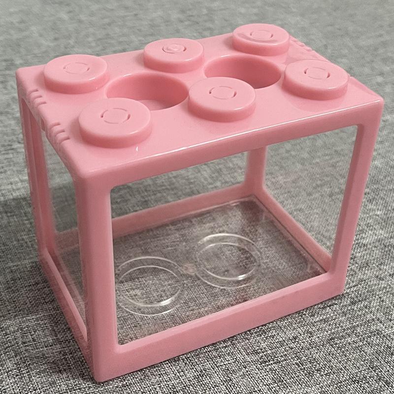 

Творческий многоцветный составной строительный блок экологический мини-аквариум для рыбок маленькая рептилия насекомое питомец коробка ландшафт водоросли розовый