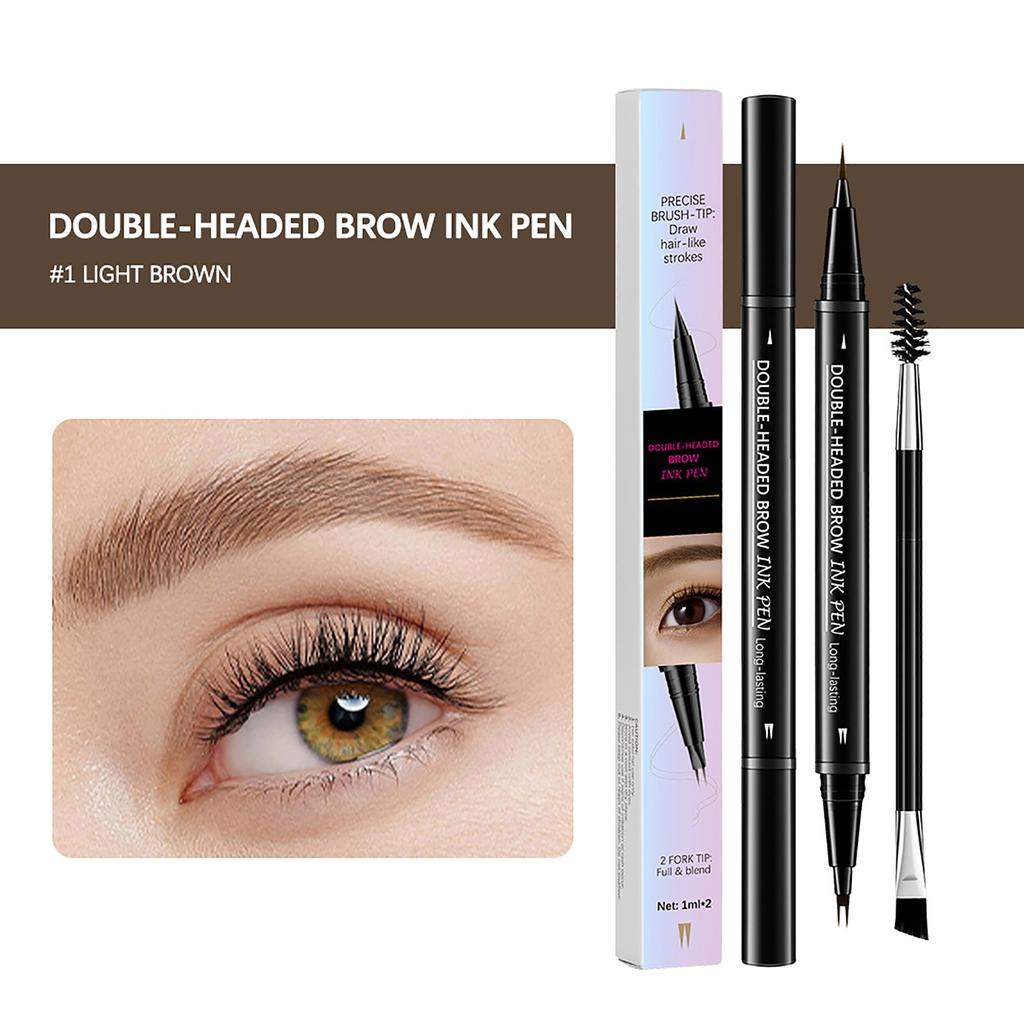 Two-pronged Eyebrow Pencil + Eyebrow Brush Double-head Design Not Easy To Fade With Lasting Makeup Effect Waterproofandsweat-proof 2ml