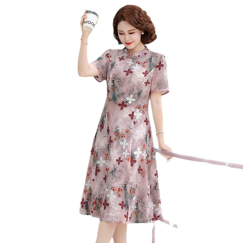 2026 Summer Slimming Qipao Dress - Modern Chinese Style for Mothers